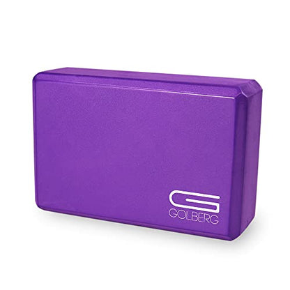 Golberg Foam Yoga Block – For Fitness, High Intensity Support and Improving Strength or Flexibility Pink/Green/Dark Green/Purple/Blue – 1/2/4 Pack - color: 1 Pack - Purple