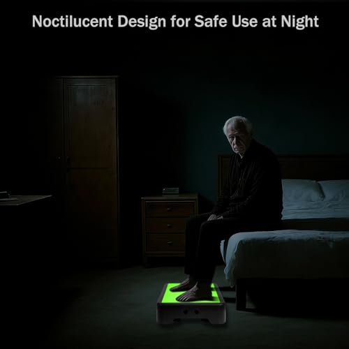 Adjustable Step Stool for Adults - Noctilucent Bed Step Stools, 600 LBS Capacity Non-Slip Safety Step Platform Indoor and Outdoor for Seniors and Adults, Wide Step Stools Elderly Assistance at Night