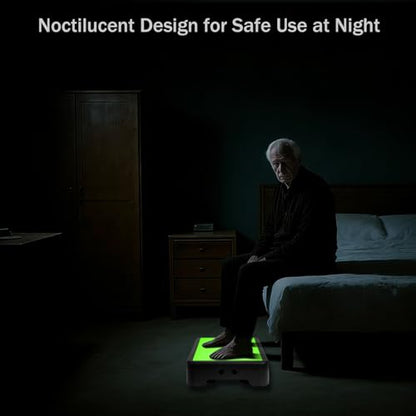 Adjustable Step Stool for Adults - Noctilucent Bed Step Stools, 600 LBS Capacity Non-Slip Safety Step Platform Indoor and Outdoor for Seniors and Adults, Wide Step Stools Elderly Assistance at Night