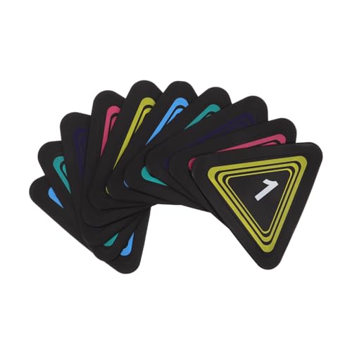PRETYZOOM 10pcs Numbered Sports Markers Non-Slip Floor Dots Triangular Training Cones for Football Basketball Agility Drills Court Field Exercise