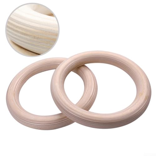 Wood Gymnastics Rings For Adult Home Fitness, Birch Wooden Training Rings For Pull Ups, Strength Exercise, Non Slip Grip, Indoor And Outdoor Workout(25mm 19cm)