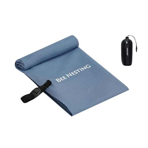 Bee Nesting Ultralight Quick Dry Towels for Backpacking, Microfiber Towel Tavel Accessories for Hiking, Beach, Gym, Swimming, Pocket Sweat Towels(M Navy Blue
