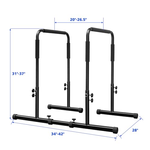 Dip Station Strength Training Dip Stands Station with Connecting Rod and Padded Handles for Home Gym & Fitness Training - color: Black-350lbs
