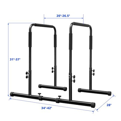 Dip Station Strength Training Dip Stands Station with Connecting Rod and Padded Handles for Home Gym & Fitness Training - color: Black-350lbs