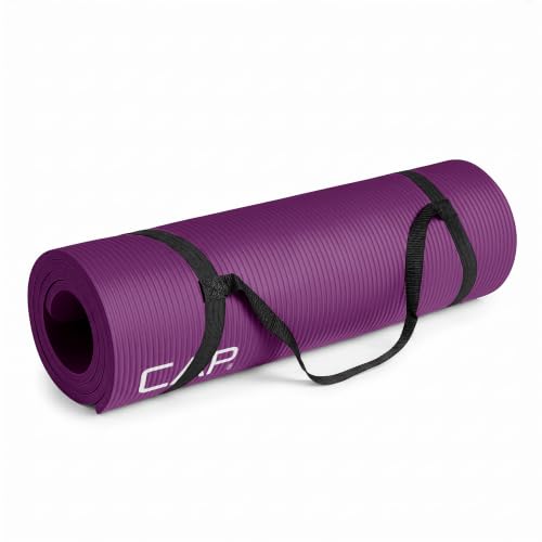 CAP Barbell 1/2-Inch High Density Exercise Yoga Mat with Strap | Multiple Options