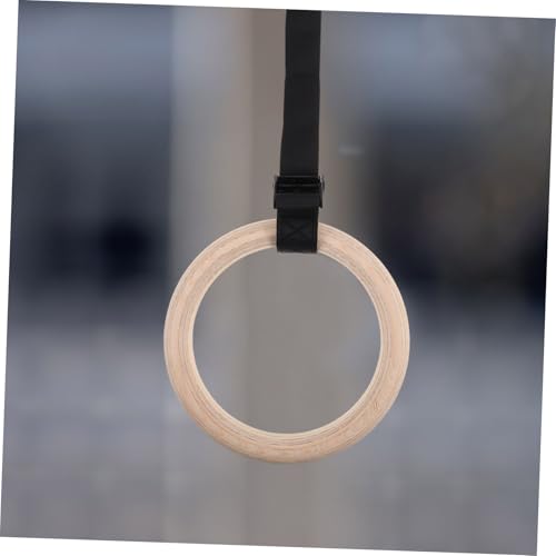 Toyvian Wooden Gymnastic Rings with Adjustable Straps for Indoor Strength Training Durable Bodyweight Exercise Equipment for Home Workouts Portable Workout Gear for Pull Ups and Dips