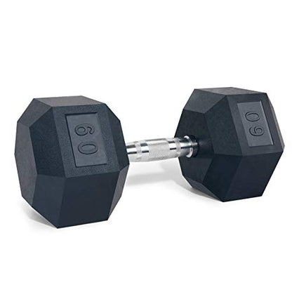 LIONSCOOL Odorless Rubber Encased Hex Dumbbells in Pairs or Single, Hand Dumbbell Weight with Metal Handle for Strength Training, Resistance Training, Build Muscle and Full Body Workout, 5-65lbs - style: 60LB SINGLE