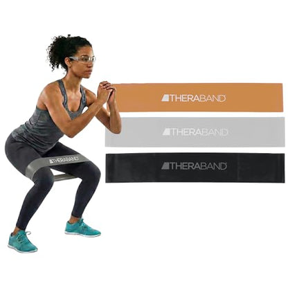 THERABAND Resistance Band Loop Set of 3, Exercise, 18", Black/Silver/Gold - color: Black/Silver/Gold, size: 18 inch