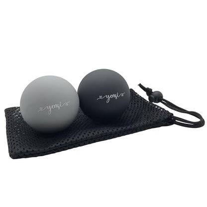 YENSI Silicone Massage Lacrosse Balls for Trigger Point Therapy, Myofascial Release, and Deep Tissue Massage. Set of 2 Balls with Carrying Bag. Latex-Free. Ideal for Feet and Targeted Muscle Relief