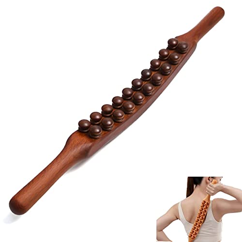 Wooden Gua Sha Tools Anti Cellulite Massage Tool,20 Beads Lymphatic Drainage Stick for Back and Head Relaxing Scrapping 22.83INCH - color: Style E Black 20 Beads