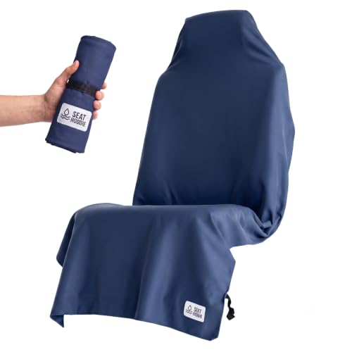 Microfiber Hooded Towel Seat Cover (Navy) - color: Navy
