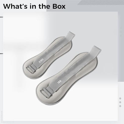 Set Of 2 Adjustable Ankle Cuffs, 3.3 Lbs (1.5 Kg) Grey And Weights, Excellent For Exercise And Fitness
