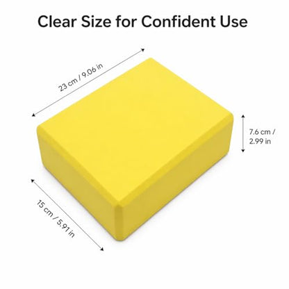 High Density EVA Foam Yoga Block Support and Stability for Stretching, Workout, Pilates at Home and Gym - color: Yellow