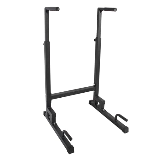 Dip Station, Adjustable Height 6-Level Multi-Function Power Tower Pull Up Bar Stand – Heavy Duty Steel Dip Bars for Home Gym, Tricep Dips L-Sit Push Up Calisthenics Workout Equipment, Supports 500 LBS