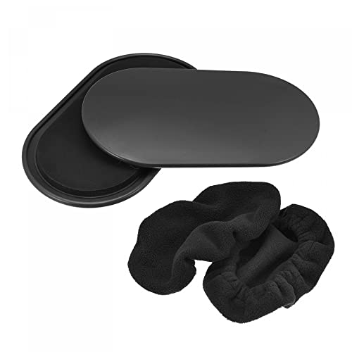 uxcell Exercise Core Sliders, Oval Glider Discs with Feet Covers, Dual Sided Usage in Home Gym for Full Body Workout - color: Black