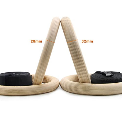 VIDI 1 Pair Gymnastic Rings Pull Up Gym for Home Fitness Strength Training. 2.8cm*4.5m Adjustable Straps for Optional