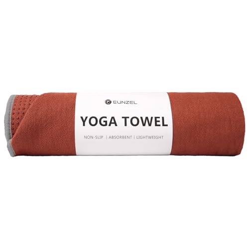 Eunzel Yoga Towel,Hot Yoga Mat Towel with Grip Dots Sweat Absorbent Non-Slip for Hot Yoga, Pilates and Workout 24" x72", Sedona Red - color: Sedona Red, size: 72" x 24"