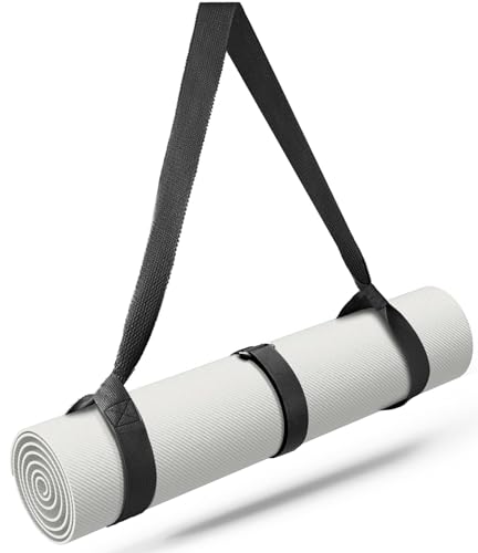 Yoga Mat Carrier Strap Long - Adjustable Thick and Wide Strap for Carrying Mat or Stretching, Black