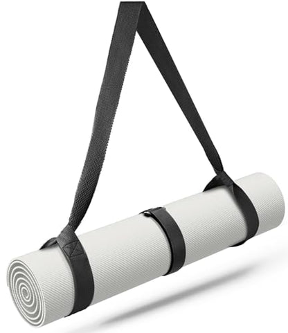 Yoga Mat Carrier Strap Long - Adjustable Thick and Wide Strap for Carrying Mat or Stretching, Black