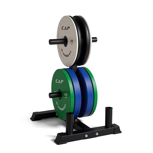 CAP 2-inch Olympic Bumper Plate Weight Set | 100-370 lbs | Multiple Colors | Storage Rack Optional - size: 190 lb - Set with Compact Rack, style: COMPETITION