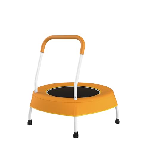 Toddler Trampoline with Handle for Indoor and Outdoor Use, Mini Trampoline for Kids 1-4 Years Old, Sturdy Design for Fun Play and Exercise, Perfect for Boys and Girls - color: Orange
