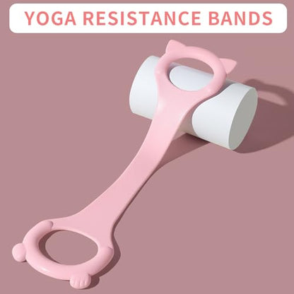 Figure 8 Fitness Resistance Band with Handles, Arm & Back Training Elastic Rope for Pure Barre Workout, Chest, Shoulder Stretching Exercise Equipment for Yoga, Pilates & Physical Therapy. - color: Pink