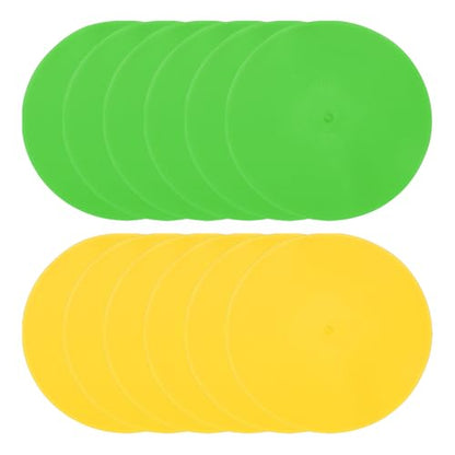 PATIKIL Spot Markers 9 Inch, 12 Pcs Non-Slip Floor Dots Agility Markers Flat Field Cones Poly Dots for Gym PE Speed Training Dance Soccer Basketball Sports, Yellow/Green