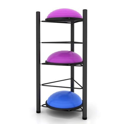 3/5/6/7 Tier Floor Stand Storage Organizer Exercise Half Balance Ball Storage Rack, Home Gym Workout Equipment for Bosu Slam Bowling Medicine Balls(Black,5 Layer - 51jin)