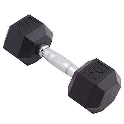 Body Sport Rubber Encased Hex Dumbbell Weight, Single – Dumbbells for Exercises – Strength Training Equipment – Home Gym Accessories – Weight Training - style: 20 lbs