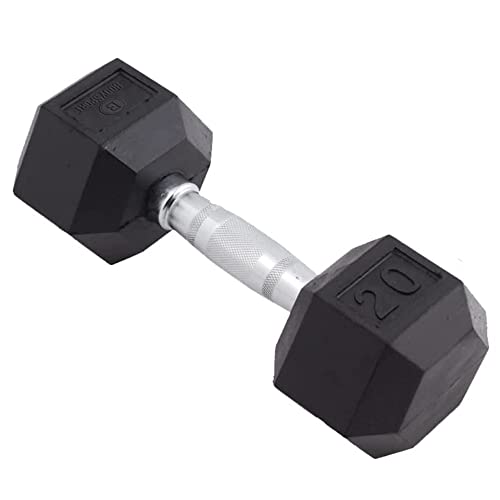 Body Sport Rubber Encased Hex Dumbbell Weight, Single – Dumbbells for Exercises – Strength Training Equipment – Home Gym Accessories – Weight Training - style: 20 lbs