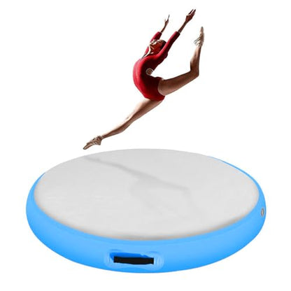 Inflatable Gymnastic Air Spot Mat Tumbling Exercise Yoga Training Mat With Pump, Inflatable Round Springboard Air Roller Gym Floor Track For Home Use/Cheerleading/Water