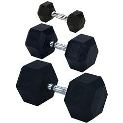 Champion Barbell Rubber Encased Solid Hex Dumbbell - size: 100-Pound