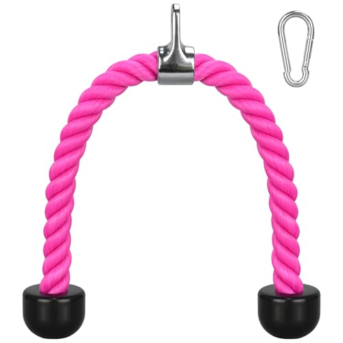 DkOvn Tricep Rope, 27 Inches Cable Machine Attachment, Pull Down Attachments with Carabiner, for Gym Home Workout Exercise - size: 27-inch