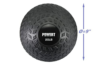 POWERT Slam Ball Weighted Ball Core Muscle Cardio Workout |Easy to Grip Tread & Heavy Duty Durable Rubber Shell - style: F--20 lbs