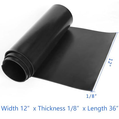 WochiTV Solid Rubber Sheets Strips, 12" Wide x 1/8" Thick x 36" Long Neoprene Rubber Rolls Perfect for DIY Gasket Material, Sealing, Liner, Shield, Padding, Mat - size: 12" W x 36" L, style: 1/8(.125") Thick