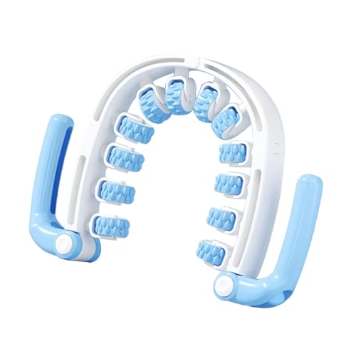 Generic Massage Roller Muscle Relaxation Roller Stick with Detachable 12 Wheel System Sturdy PP Material Adjustable Handheld Tool, Blue