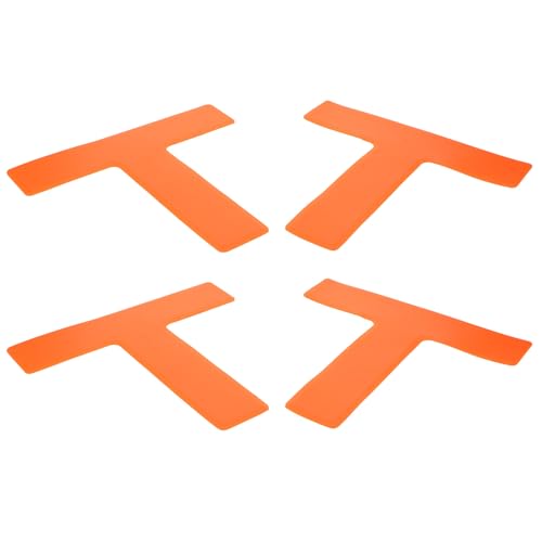 4pcs T-Shaped Soccer Training Floor Markers, Replaceable Flat Court Position Pads for Football Practice and Sports Agility Training, Orange Non-Slip Ground Spot Markers for Outdoor