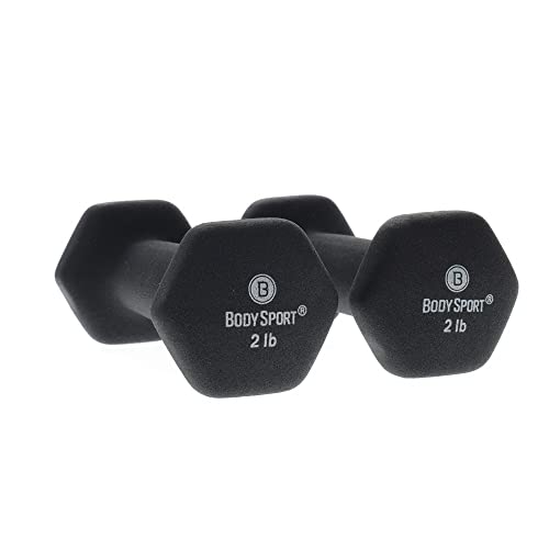 Body Sport Neoprene Dumbbell Weight - Latex-Free, Strength Training Equipment for Home Fitness & Gym Workouts - size: 2 pounds
