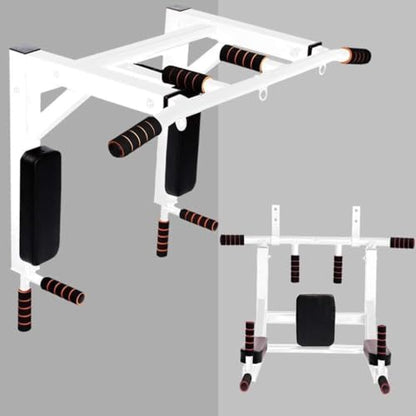 Wall-Mounted Pull-Up Bar for Home Gym, Heavy-Duty Steel, 440lbs Max Load, Dip Station & Resistance Training, Non-Slip Ergonomic Grips