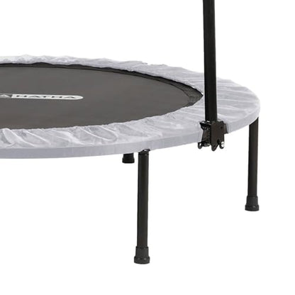 48-Inch Foldable Mini Trampoline Fitness Rebounder for Home Gym Workouts, White – with 5-Level Adjustable Handle, Heavy-Duty Steel Frame, Portable Design, and Supports up to 440 Pounds