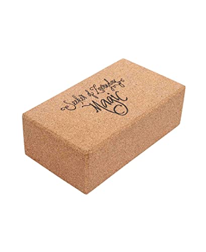 Shakti Warrior Cork Yoga Block - Artist Designed, Premium eco friendly cork block, Non Slip, Non Toxic, Great for Regular & Hot Yoga, Pilates and Workouts (9 inch x 6 inch x 3 inch)