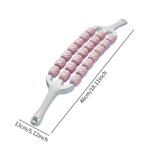 Muscle Roller Stick for Knot Relief, 12.5-inch Portable Massage Stick, Stainless Steel & EVA Foam Roller for Home Gym Travel Park Garden Fitness- Pink