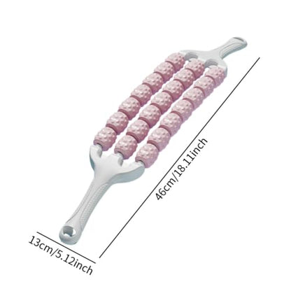 Muscle Roller Stick for Knot Relief, 12.5-inch Portable Massage Stick, Stainless Steel & EVA Foam Roller for Home Gym Travel Park Garden Fitness- Pink