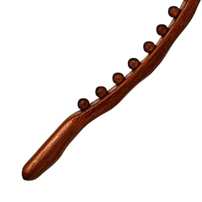 Wood Massage Stick | 8-Bead Scraping Massage | Handheld Body Massager Tool | for Women Men Runners Athletes Fitness Lovers Weightlifters Dancers Gym Home Office Apartment Salon