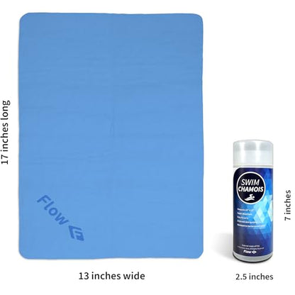 Flow Swim Chamois - Quick Dry Towel for Swimming, Diving, Triathlons, and Other Water Sports (Blue) - color: Blue