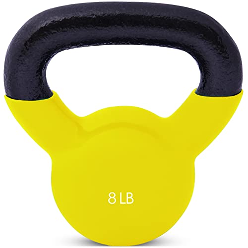 JFIT Kettlebell Weights Vinyl Coated Iron - style: 8lb (Yellow)