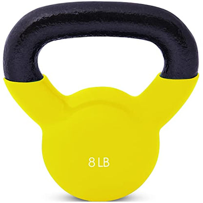 JFIT Kettlebell Weights Vinyl Coated Iron - style: 8lb (Yellow)
