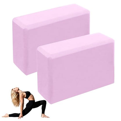 Leikefitness Yoga Blocks 2 Pack,Lightweight-High Density Eva Foam Soft Non-Slip for Yoga, Pilates, Meditation 9"×6"×3" - color: Purple