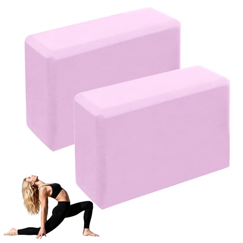 Leikefitness Yoga Blocks 2 Pack,Lightweight-High Density Eva Foam Soft Non-Slip for Yoga, Pilates, Meditation 9"×6"×3" - color: Purple