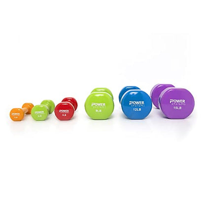 Power Systems Deluxe Vinyl Coated Dumbbells – Color-Coded, Non-Slip Grip Hand Weights, Multiple Weight Options, Sold in Pairs - style: 2lbs